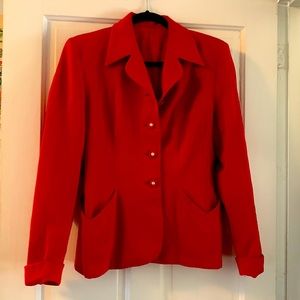Vintage as is 1940s red wool blazer triangle pocket rayon lined suit jacket